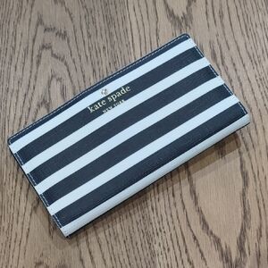 Kate Spade Black and White Striped Clutch